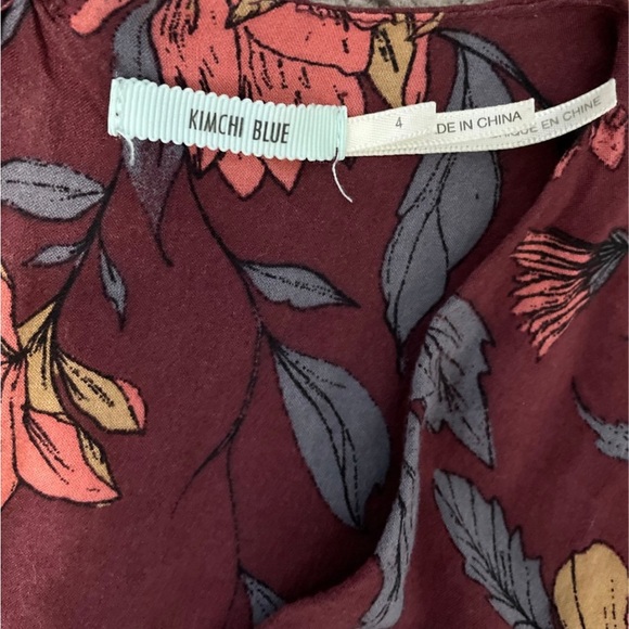 Urban Outfitters Kimchi Blue Floral Maroon Romper Size 4 - Picture 5 of 5
